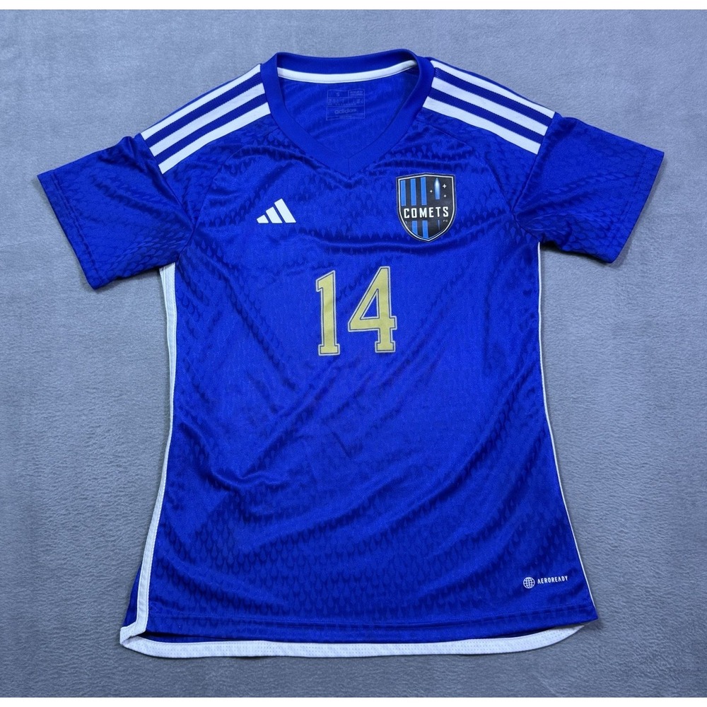 Adidas Comets FC #14 Soccer Jersey Adult Small Blue AEROREADY Football